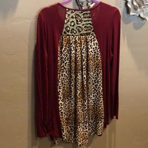 Boutique blouse with leopard sequence